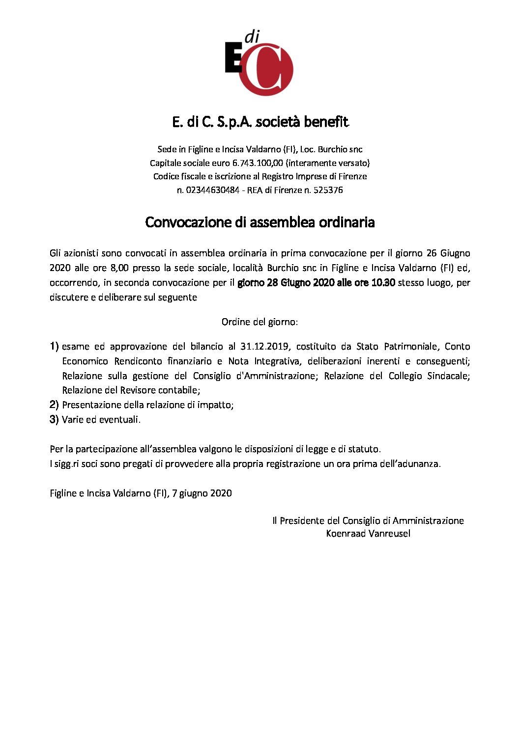 2020_CONVOCAZIONE_Assemblea_ordinaria - E. Di C. S.p.A.